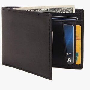 Pieros RFID Bifold Leather Black Wallet NWT